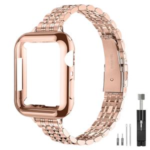 Slim Watch Band Compatible with Apple Watch 41mm 45mm 42mm 44mm 40mm 38mm Metal Stainless Steel Watchband Suitable for iWatch 10/9/8/7/6/5/4/3/2/1/SE Series Women Luxury Strap