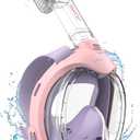 ACURE Kids Snorkel Mask Full Face - Anti-Fog & Dry Top Snorkel Set, Snorkeling Gear with Easier Breathing System for Swimming Beginners Ages 3-8 (Purple Pink)