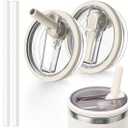 2 Pcs Stanley Lid Replacement 40 Oz,Flip Straw Reusable Stanley Cup Lids Spill Proof 40oz, H2.0 Quencher Protour Tumbler, Spill Proof Cover, Spill-Proof Design, Quencher Cup Accessories (CREAM)