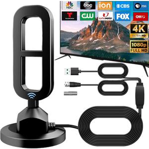 2026 Upgraded Digital TV Antenna for Smart TV Indoor 900+ Miles Long Range with Amplifier Signal Booster, 360 Reception Portable