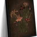 Moody Vintage Floral Wall Art Framed Iris Painting Print with Black Wooden Frame Dark Botanical Picture Timeless Nature-Inspired Poster Décor for Living Room Bedroom Office 16x24 Inches