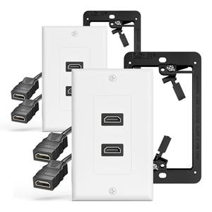 VCELINK HDMI Wall Plate, 2 Pack 4K HDMI Outlet Wall Plate with Low Voltage Mounting Bracket, Supports 4K@60 Hz HDR ARC, HDMI Wall Plate Pass Through for Home Theater (2-Port)