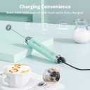 Maestri House Rechargeable Milk Frother with Stand, LunaFro Handheld Electric Foam Maker Waterproof Detachable Stainless Steel Whisk Drink Mixer Foamer for Lattes, Cappuccino