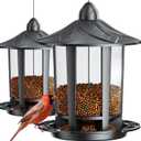 Birdream 2 Pack Bird Feeders for Outdoor Hanging, Classic Castle Design Fun Assembly Bird Feeder, Attracting Wild Birds Cardinals Goldfinches Chickadees Finches Sparrows (Black)