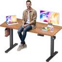 BIZUM Electric Standing Desk, 55x24 inches Height Adjustable Desk, Sit to Stand Desks Memory Gaming Computer Workstation for Home Office, Light Rustic Brown