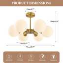 KCO Lighting Brushed Gold Sputnik Flush Mount Ceiling Light Mid Century Modern Overhead Ceiling Light 6-Lights Milk Glass Globe Semi Flush Mount Ceiling Light Fixture