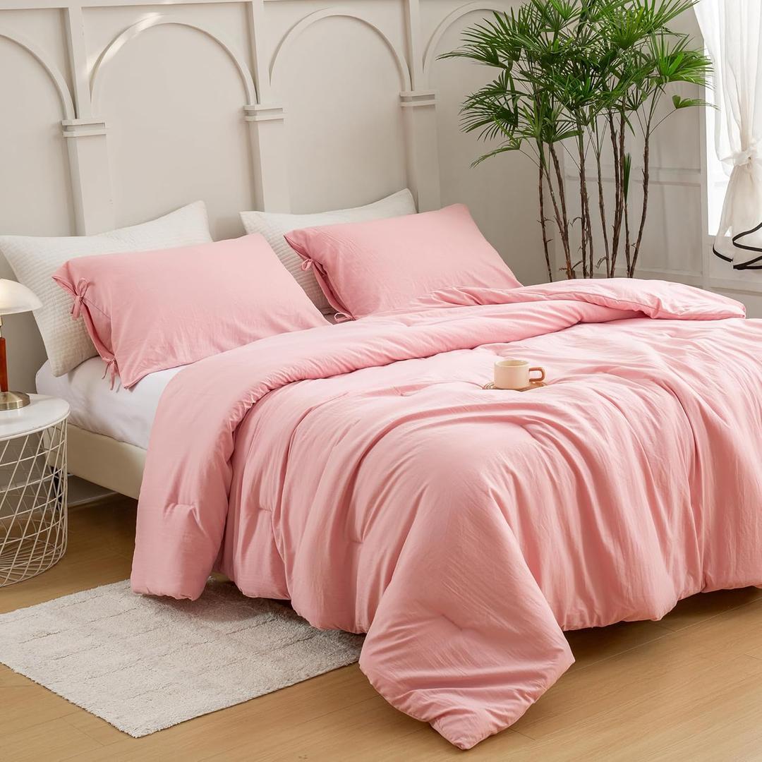 Ultra-Soft Twin/Twin XL Comforter Set for Girl Women College Dorm - Cozy Comfy 1 Down Alternative Bed Blanket Comforter and 1 Pillowcase Lightweight but Warm for All Season - Blush Light Pink