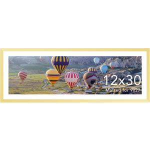 JCJMY 12x30 Picture Frame with 9x27 Mat, Display Photo 9x27 with Mat or 12 x 30 Without Mat, Wall Hanging Large 12 by 30 Poster Frame with Plexiglass, Gold