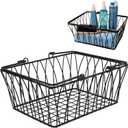 Spectrum Twist Wire Basket for Organizing (Medium, Black) - Sturdy Farmhouse Pantry Basket Storage with Handles - Wire Storage Basket Organizer for Kitchen, Shelf, Closet, Bathroom & More