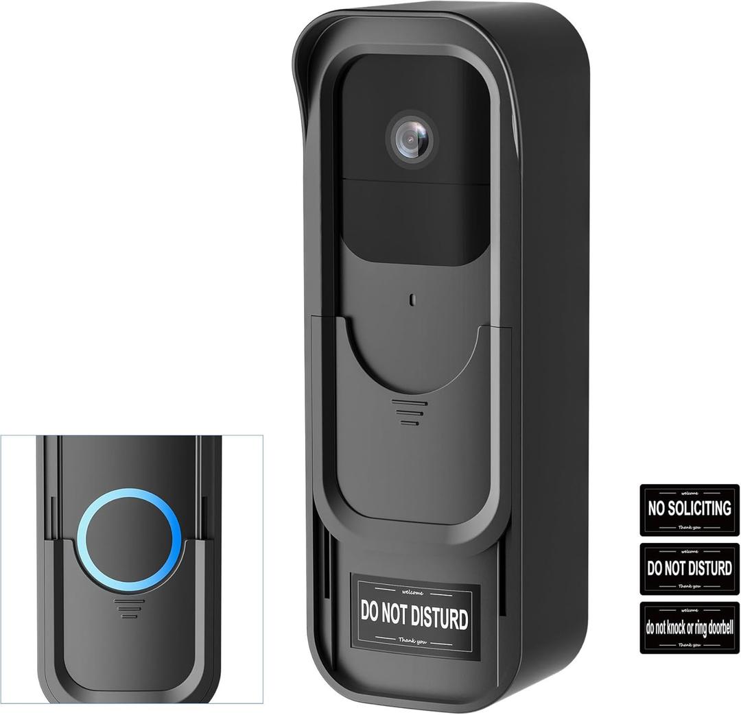 Adhesive Doorbell Door Mount No Drill Compatible with Blink Video Doorbell, Not Block Motion Sensor with No Soliciting Sign for Houses Apartments Rentals