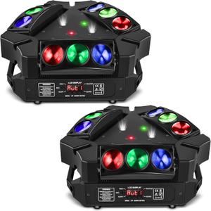 Spider Moving Head DJ Lights 9 X 10W RGB LED DJ Lighting Stage Lighs DJ Moving Light for Parties Lights DMX Mode Sound Activated for Party Wedding Concert Disco DJ Concert Show - 2Packs (Blue)