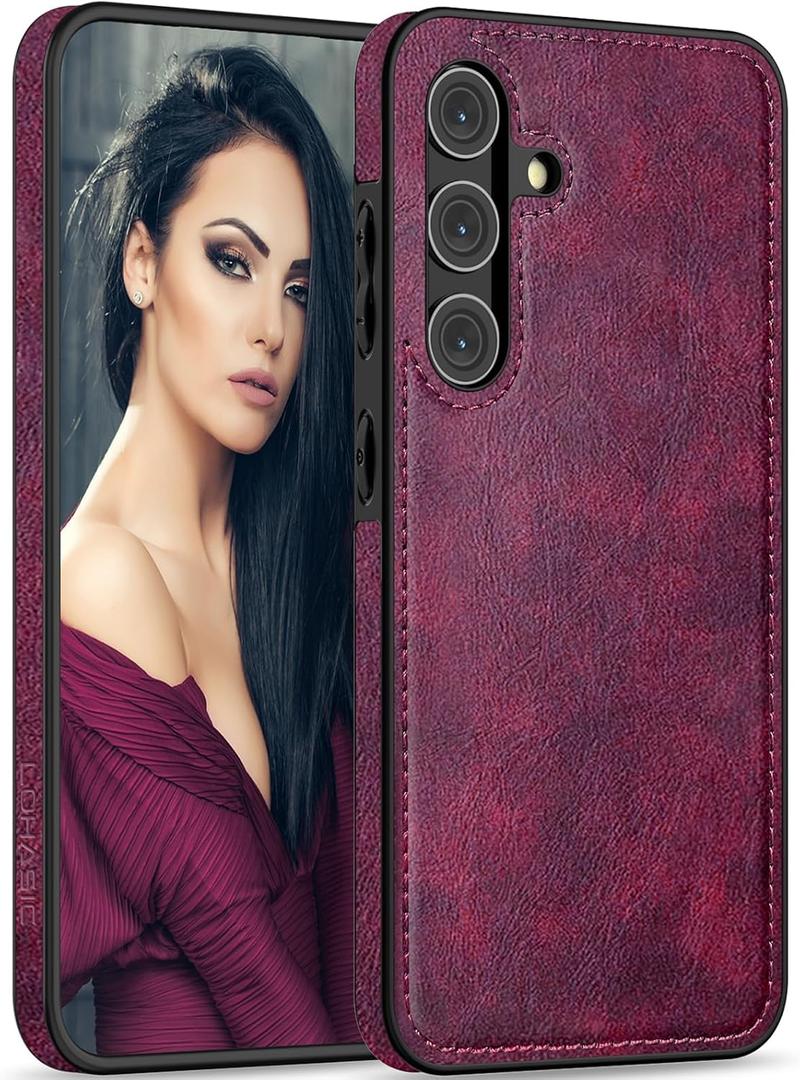 LOHASIC for Galaxy S24 Plus 5G Case, Classic Leather Elegant PU Flexible Bumper Rugged Non-Slip Grip Shockproof Full Body Protective Cover Women Cases for Samsung Galaxy S24+ Plus 6.7 inch - Magenta