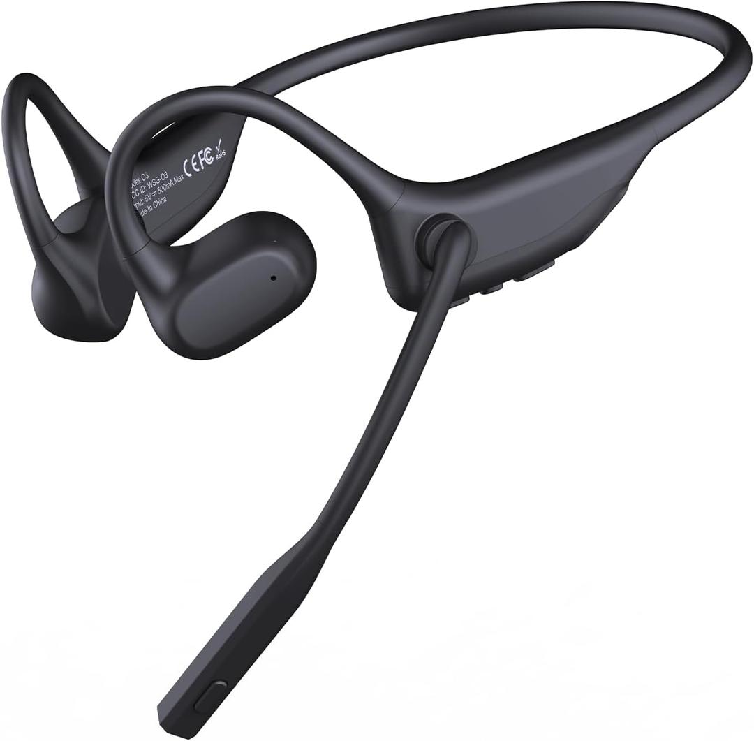 CXK Open Ear Headphones with Mic, Bluetooth Headset with AI Noise Cancellation Microphone Wireless Headset with Mic Bluetooth 5.3 Air Conduction Headphones for Work Call Meeting Driving (Black) CXK Open Ear Headphones with Mic, Bluetooth Headset with AI Noise Cancellation Microphone Wireless Headset with Mic Bluetooth 5.3 Air Conduction Headphones for Work Call Meeting Driving (Black)