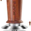IKAPE 51mm Espresso Coffee Tamper, Spring-loaded Calibrated Tamper with Premium Stainless Steel, Walnut Wooden-Handle Tamper Compatible with All 51mm Espresso Machine Bottomless Portafilter (Red)