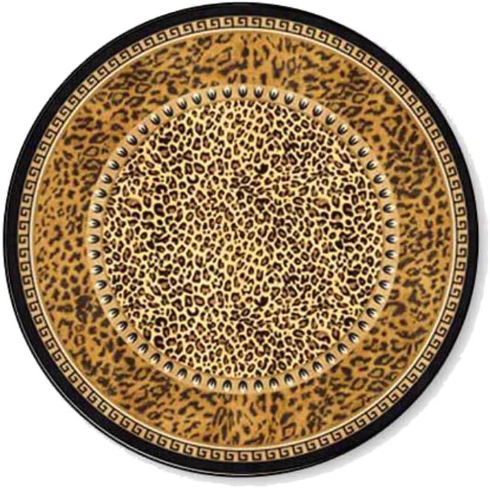 2ft Small Leopard Rug Round Cheetah Area Throw Rugs Washable Animal Skin Floor Mats Non Skid Modern Soft Circular Carpets for Bedroom Bathroom