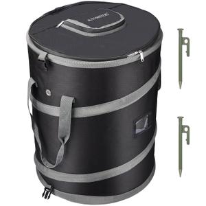 Pop-Up Trash Bin with Removable Divider, Heavy Duty Bottom, Collapsible Storage for Camping, Laundry, Storage and Garden, Waterproof and Tear Resistance Material with Air Vent