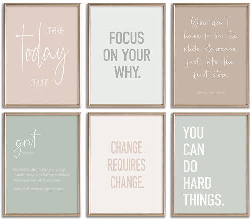 Inspirational Motivational Office Decor Posters Prints Unframed Set of 6, Minimalist Pastel Wall Art Print Decor, Positive Affirmations Team Teamwork Difference Maker Wall Picture, 8"x10" Unframed