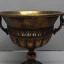 Vintage Urn Planter, 11.5" Distressed Metal Vase with Embossed Design, Rustic Centerpiece for Mantel, Table, Entryway or Living Room Decor