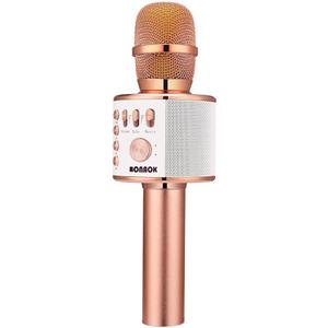 BONAOK Wireless Bluetooth Karaoke Microphone,3in1 Portable Handheld Karaoke Mic Speaker Machine Home Party Birthday for All Smartphones PC(Q37 Rose Gold)