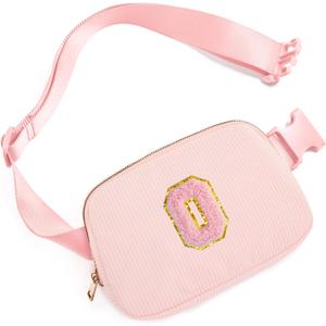 Gitus Gifts for 10-16 Year Old Girls: Christmas Gifts for Teen & Tween Girls - Sister, Her Women Fanny Pack with Initial Letter Patch Belt Bag Crossbody Bag (Light Pink-O)