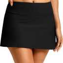 FitsT4 Sports Womens High Waisted 13" Mini Swim Skirts with Pockets Tummy Control Bathing Suit Skirt Bottoms for Women (L)