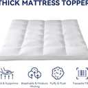 3 Inch Goose Feather Mattress Topper King Size, Thick Featherbed with Adjustable Bands, Plush Soft Fluffy Baffled Pillowtop, 78x80