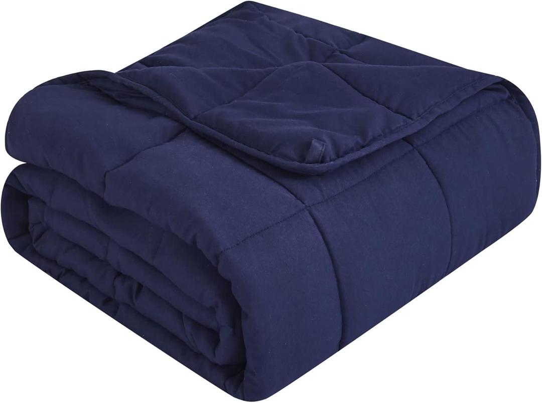 Topcee Weighted Blanket for Adults (15 lbs, 60" x 80") Queen Size Soft Cooling Heavy Blanket Sleeping, Apply to 130-160 lbs Body, Thick Breathable Blanket with Glass Bead, Easy Care (01-navy Blue)