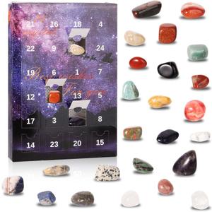 Christmas 24 Days Countdown Advent Calendar Rocks, Gemstone Advent Calendar Healing Crystals Christmas Countdown Calendar 2023 for Girls Boys, Kids Adults Christmas Collection Countdown
