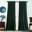 Dark Green Velvet Curtains for Bedroom Window with Back Tab, Super Soft Vintage Luxury Heavy Drapes, Room Darkening Thermal Insulated Curtain for Living Room, W52 by L84 inches, 2 Panels