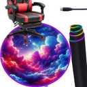 Gaming Chair Mat for Hardwood Floor Circle RGB Gaming Lights (Clouds 47) - Noise Cancelling, Anti-Slip Gamer Floor Mat  Scratch Resistant Computer Gaming Mat for Chair  Office Chair Mat