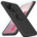 Case for TCL 60 SE 60SE Phone Case with Tempered Glass Screen Protector, 360 Rotatable Ring Holder Kickstand/ Stand Silicone TPU Shockproof Protective Cover Case for TCL 60SE 60 SE 2025 - Black