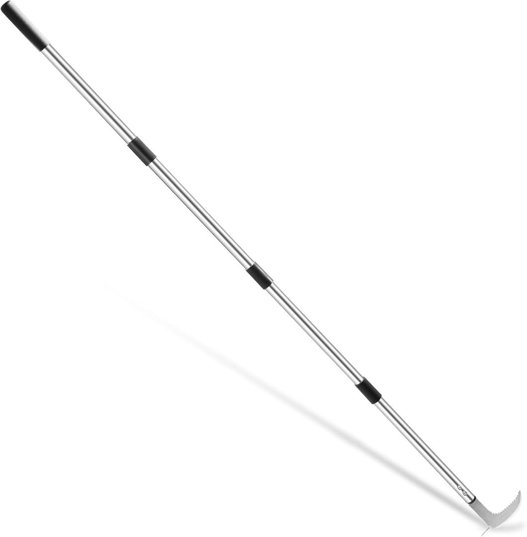 Envanptaz 2-in-1 Crack Weeder, L-Shaped Stainless Steel Crevice Weeding Tool, Manually Adjustable Long Handle Weed Remover Scraper, Weed Puller for Sidewalk Cracks, Driveway Lawn Moss Weeds Dirt