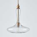 Large Clear Glass Pendant Lights Kitchen Island Pendant Light Brass Kit Adjustable Cord Hanging Light for Dining Room Bar Counter (13 Inch)