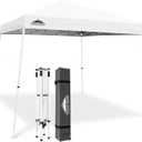 EAGLE PEAK 10x10 Slant Leg Pop-up Canopy Tent Easy One Person Setup Instant Outdoor Beach Canopy Folding Portable Sports Shelter 10x10 Base 8x8 Top (White)