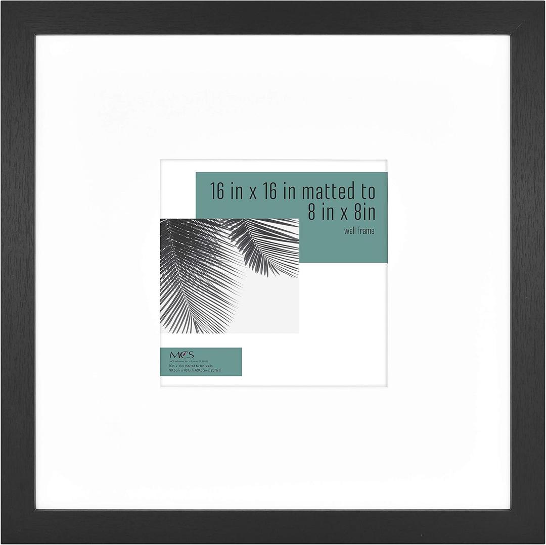 MCS Studio Gallery 16x16 Wood Poster Frame Black Woodgrain Engineered Wood, Vertical & Horizontal Wall Hanging Large Picture Frame for Photos, Posters & Art Prints