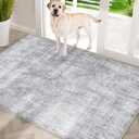 COMSLE Door Mat, Front Door Mat Indoor for Entrance Faux Wool Absorbent Non Slip Modern Throw Rug for Entryway Hallway Muddy Paws - Pet Friendly, 32x48 Inches, Grey Machine Washable (32"x48", Minimalist Gray)
