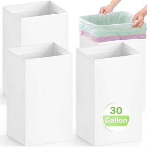 Magicheap 4 Pack Extra Large Disposable Trash Cans, Reusable Portable Garbage Can, 30 Gallon (30" H x 14" W x 14" D), Extra Thick Recycled Cardboard Portable Garbage Can and Recycling Bins,White