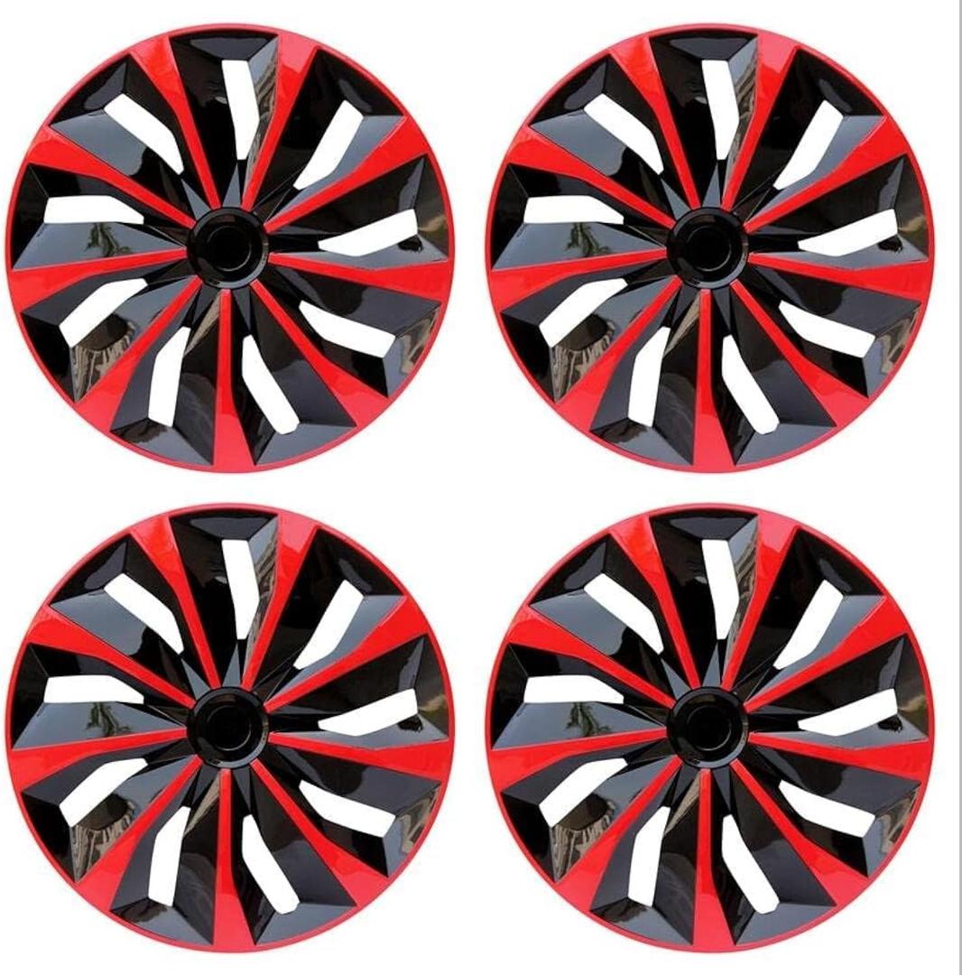 Hubcap Wheel Cover Replacement R15 Hub Caps Universal Wheel Rim Cover ABS Material Exterior Accessories for Car Truck SUV -Set of 415-inchRed-Black (TT-Red-Black)