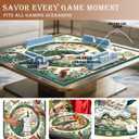 Vintage Green Chinoiserie Peacock Mahjong Mat for Table 31.5x31.5 in, Chinese Floral Pavilion Peacock Mahjong Table Mat Cover Anti Slip Noise Reduction for Mah Jong Card Board Tile Games