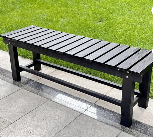 35.4'' Outdoor Garden Benches Weatherproof Patio Bench Two-Person Seat Backless Bench Wood Bench with Slatted High Temperature Bench for Front Porch Backyard (Upgraded to Prevent Fading)