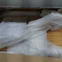 Fluted Half Moon Shaped Console Table, Small Entry Desk, Living Room Furniture, Modern Home Decor, Solid Wood Entryway Table with Two Doors and Black Knobs (Natural Oak)