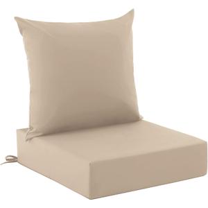 Outdoor Cushions for Patio Furniture, Outdoor Seat Cushion Set 24 x 24 x 5.75 Inch, Waterproof & Fade Resistant Outdoor Chair Cushions, Deep Seat Patio Cushion with Removable Cover, Beige
