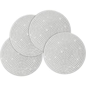 Pearl Round Placemats Set of 4, 15-inch Anti-Slip Tablescapes Decorations Sparkling Bling Rhinestones Silver Placemat for Nightstand Tablecloths Centerpiece Standing T-Lights Candles Vases Mat