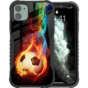 Compatible with iPhone 11 Case Soccer Sports Design for Boys Men, Shockproof Anti-Scratch Drop Protection, Soft TPU Bumper Anti-Collision Protective Case for iPhone 11