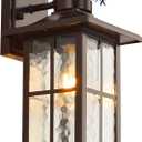 FLEDAVID Motion Sensor Outdoor Wall Lantern Dusk to Dawn Exterior Porch Light Fixture Brown Outside Garage Sconce Lighting Waterproof Farmhouse Wall Mount Carriage Lamp for House Patio Doorway (Brown 1-Pack)