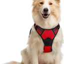 Dog Harness No Pull with 2 Leash Clips, Adjustable Soft Padded, Reflective Oxford No Choke Pet Vest with Easy Control Handle, Red, M