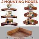 Demigo Corner Shelf Wall Mount Set of 3, Solid Acacia Wood Round Floating Corner Shelves for Storage and Display, Hanging Wood Shelves for Bedroom, Kitchen, Living Room, Bathroom (Brown)