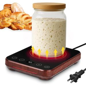 Sourdough Starter Warmer, MAXVINI Upgrade Sourdough Warming Mat with Precision Temperature Control (70-100F) Auto-Warming Sensor, 0-12H Timer & Auto On/Off, for Home Bakers & Beginners - Wood Grain