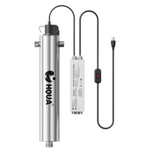 105W Whole House UV Water Purifier – 24 GPM Ultraviolet Water Filter with Flow Switch, 120V, 1” MNPT Inlet/Outlet, Includes Spare UV Lamp & Quartz Sleeve, Model: TWS-24S