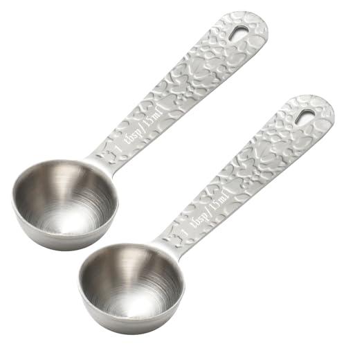 LEIFENY 2PCS 1 tbsp(3tsp, 15ml) Single Measuring Spoon, Stainless Steel Embossed Measure Scoop Only, Individual Spoon for Cooking and Baking